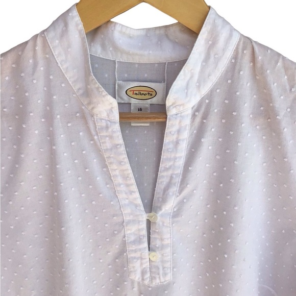 Talbots White Cotton Swiss Dot Embroidered Popover Tunic Size 16 - Picture 3 of 3